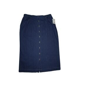 Vintage Cabin Creek Denim Button Front Skirt Dark Stonewash Size 14P NWT